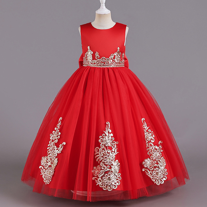 New children's dress, European and American flower child ballgown dress for girls, runway party piano performance suit, cross-border