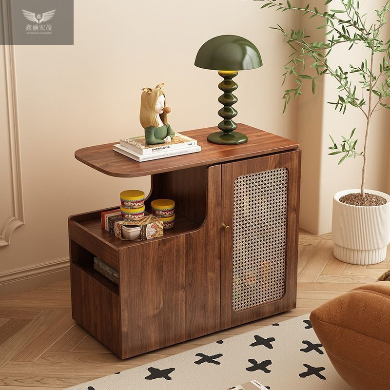 Salón de estar armario de té casero estante giratorio medieval sofá de madera sólida borde móvil armario lateral pequeño tipo de casa