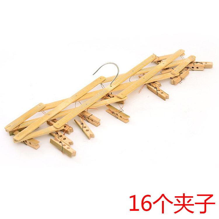 16 bamboo pants rack bamboo hanger 4 multi-function drying hanger pants clip drying clip ziwen chest clip socks wholesale