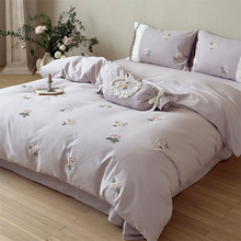 轻奢高端加厚磨毛100s支全棉新疆长绒棉毛巾绣刺绣纯棉四件套礼盒