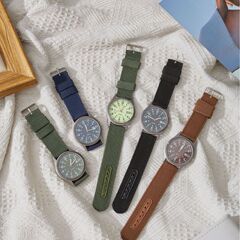 新款帆布服裝男表休閒時尚禮品手錶軍表日曆wish學生運動表石英表