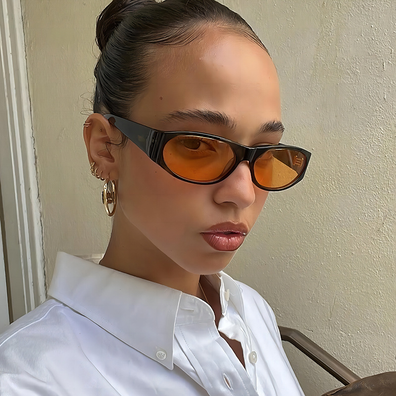Oval Frame Glasses Style Travel, Fishing Occasion Streetwear Gradient Color Ac UV400 Protection Oval Frame Full Frame Women's Sunglasses