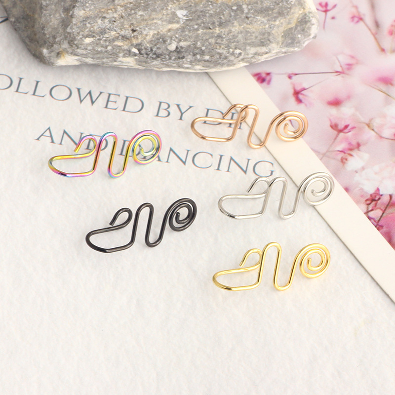 Stainless Steel Fake Nose Ring Vacuum Electroplating Piercing Jewelry Non-Porous Nose Clip Rose Gold detail image 7