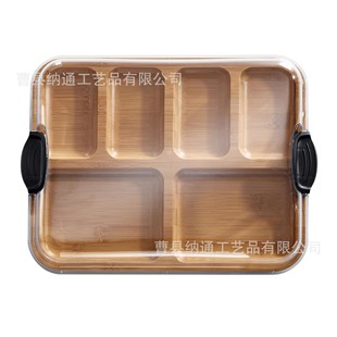 Ready-Made Bamboo Deli Board Kitchen Supplies with Transparent Cover Fruit Steak Pastry Tray Multi-Grids Wooden Cheese Board
