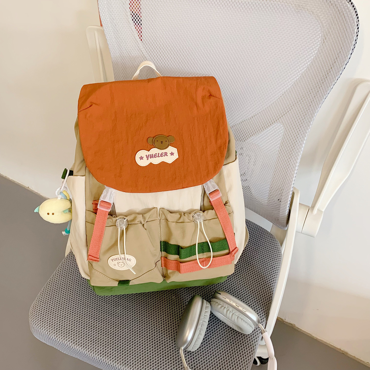 Backpack Large Capacity Contrast Color Matching Cute Dopamine Backpack Casual Lightweight Korean Middle School Campus School Bag