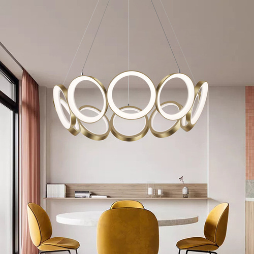 Postmodern multi-circle simple living room chandelier creative personality bedroom restaurant study room model room art lamps
