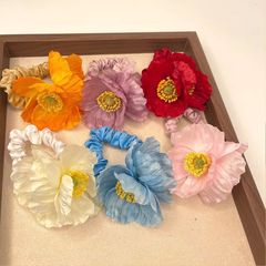 フレッシュブルーポピーヘアロープスーパーフェアリーシミュレーションフラワーヘアリングシーサイドリゾートスタイルヘッドバンド編組ゴムバンド