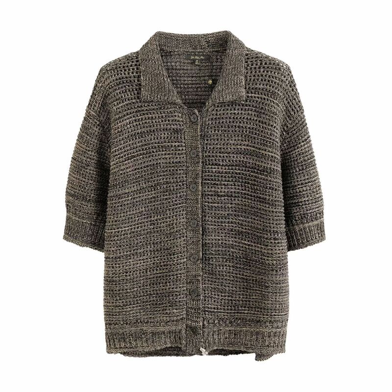 Bm&Md&Za Summer Women's New Style Old Money Style Cut Out Polo Collar Short-Sleeved Knitted Cardigan 05704559700