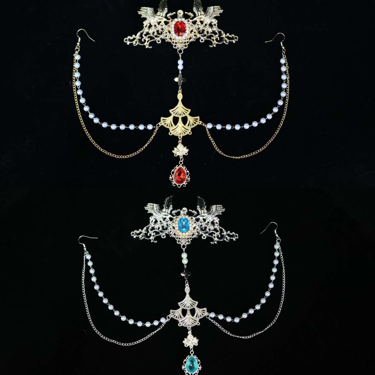 Original Multi-Layered Forehead Ornament with Tassels, Western-Style Fairy Eyebrow Pendant, Ancient Style Hanfu Accessory Hair Ornament
