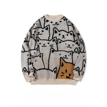 E 17132 Cartoon cat couple knit sweater ��ͨ؈��Hᘿ�ë��