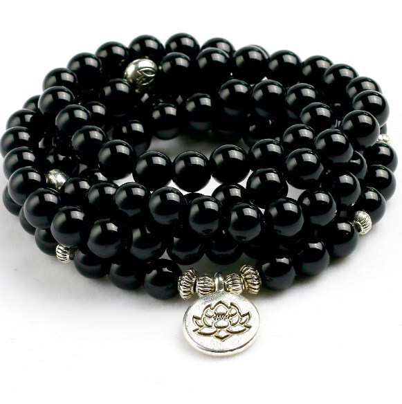 108 pieces 1 piece 8mm d34j alloy Lotus OM eyes Buddha Yoga bracelet agate Buddha beads bracelet necklace pendant