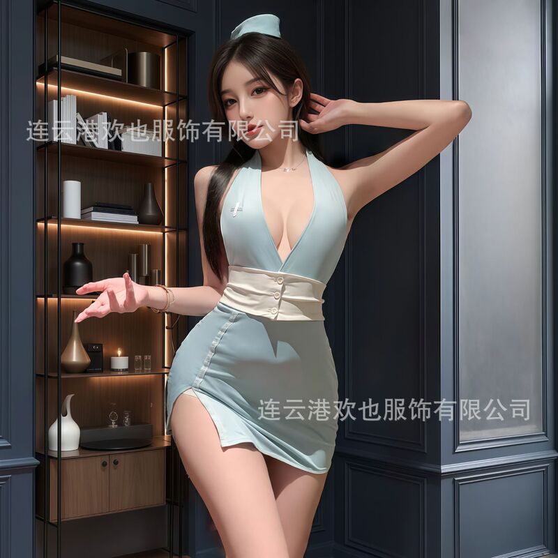 Halloween Nurse Private Breast Leak Sexy Butt-Covering Skirt Role-Playing Flirting Sexy Hot Pajamas Side Slit