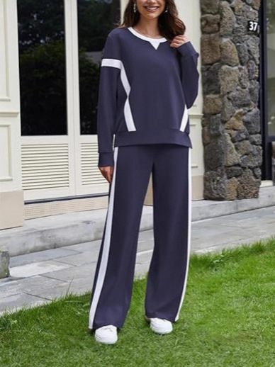 秋冬女式新款欧美休闲宽松时尚运动服舒适两件套装|undefined