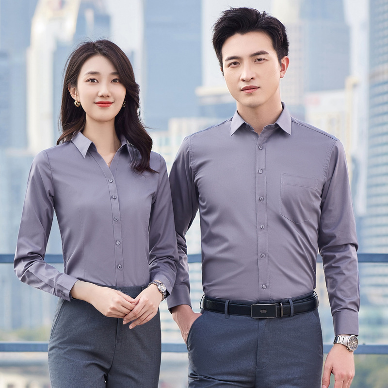 Tencel Cotton Long-Sleeve Professional Shirt for Men and Women, Mercedes-Benz 4S Store Property Work Uniform Shirt with Embroidered Logo, Exhibition Short-Sleeve Tencel Cotton Long-Sleeve Professional Shirt for Men and Women, Mercedes-Benz 4S Store Property Work Uniform Shirt with Embroidered Logo, Exhibition Short-Sleeve