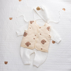 Korean-style small bear vest baby pure cotton thick padded short-sleeved infant versatile warm little capelet little coat