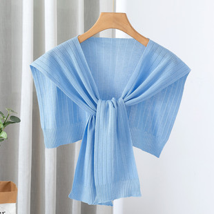 Fashionable All-match Knitted Cross Knot Outer Knitted Shawl Women's 2024 New Korean Style Air-conditioning Room Shoulder Ware