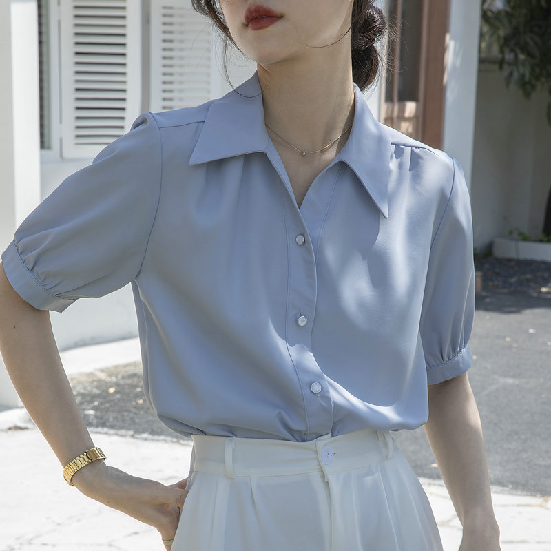 Lazy Style Chiffon Shirt Women's Summer New French Loose Five-Quarter Sleeve Design Niche Casual Shirt Top Lazy Style Chiffon Shirt Women's Summer New French Loose Five-Quarter Sleeve Design Niche Casual Shirt Top