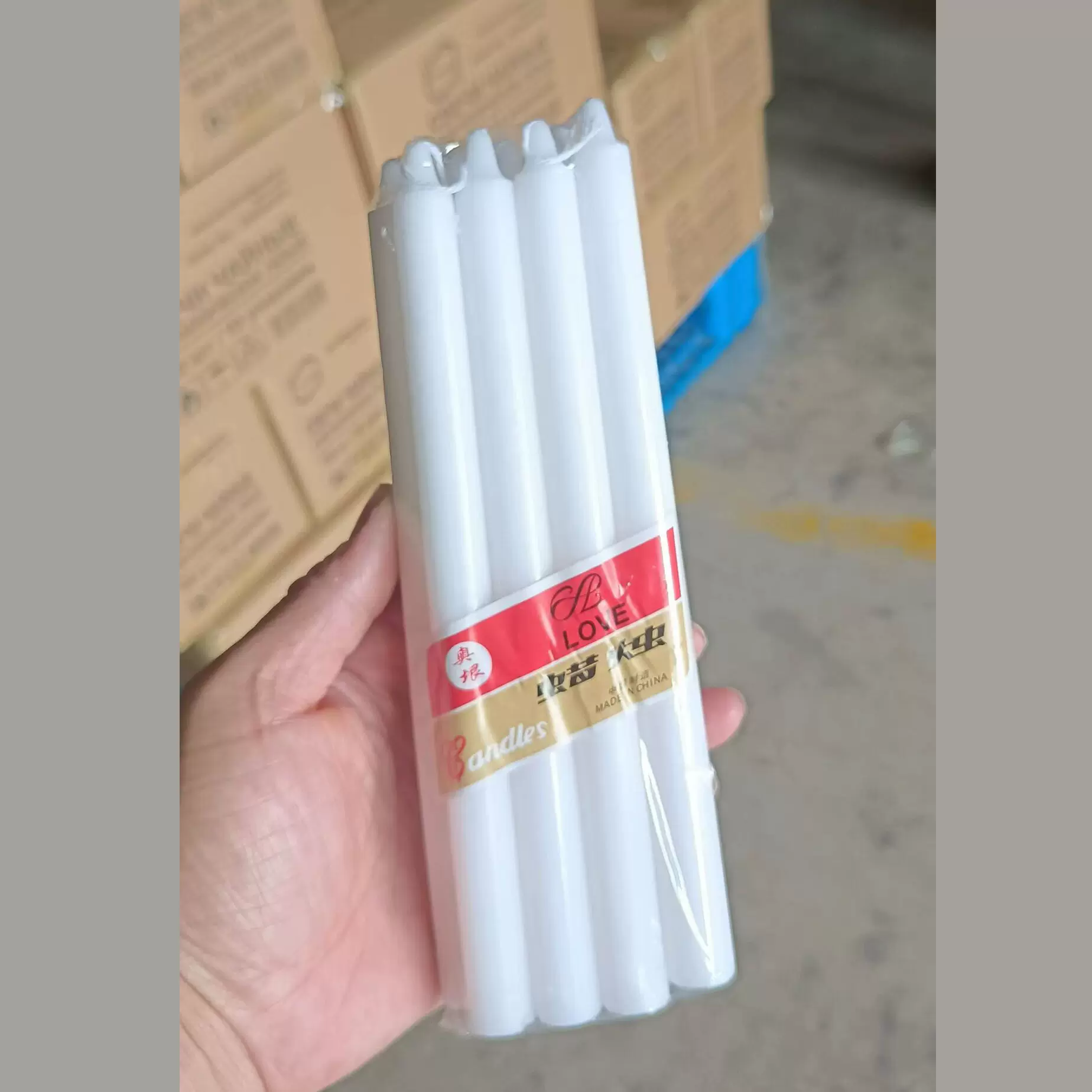 家用照明长杆白色蜡烛批发出口外贸白色库存蜡烛现货
