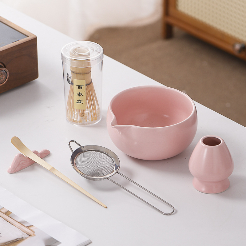 カスタマイズロゴクロスボーダー専用抹茶マッハセット ブルー7点セット 抹茶茶碗口付き 茶筅 百本立|undefined