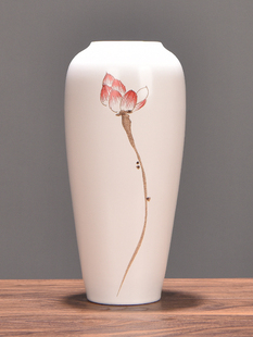 Jingdezhen New Chinese Ceramic Vase Flower Ornaments Dining Table Living Room Entrance TV Cabinet Dried Flower Decorations Creative