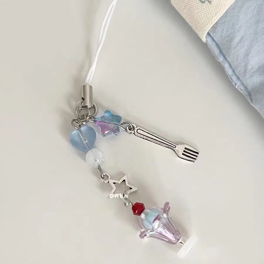 Ice Cream, Bow Knot Pattern Cute Sweet Ice Cream Bow Knot Plastic Mobile Phone Chain