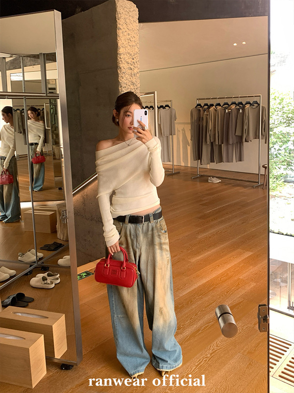 Ranwear色彩高材生 多种穿法年度挚爱羊毛轻软亲肤针织衫上衣女秋|undefined