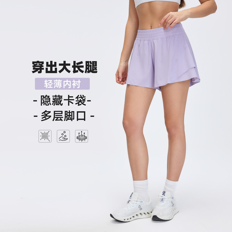 High-Waisted Sports Shorts for Women, Summer Quick-Dry Breathable Fitness Shorts, Anti-Exposure Training Running Yoga Shorts D26011