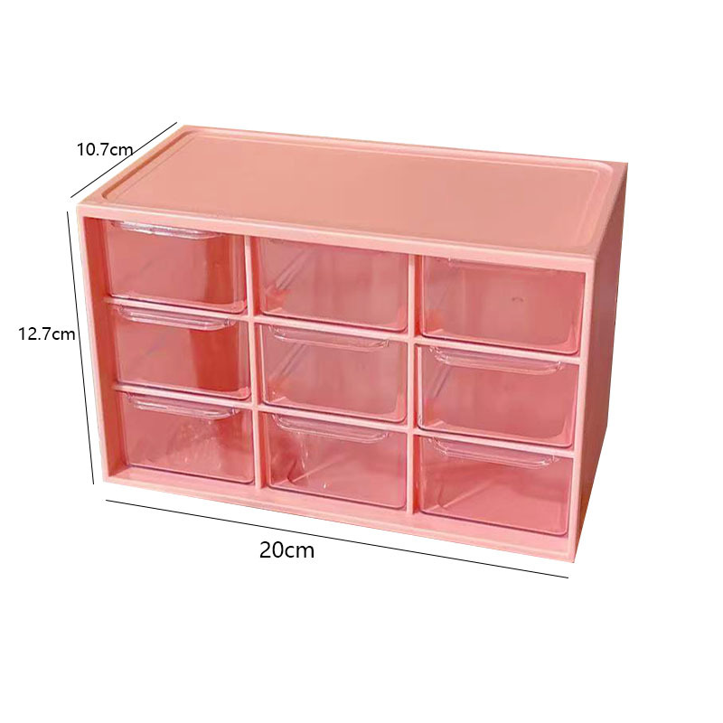 Caja de almacenamiento de cosméticos estilo crema, caja de almacenamiento de lápices labiales, caja de almacenamiento de escritorio grande con nueve compartimentos tipo cajón.