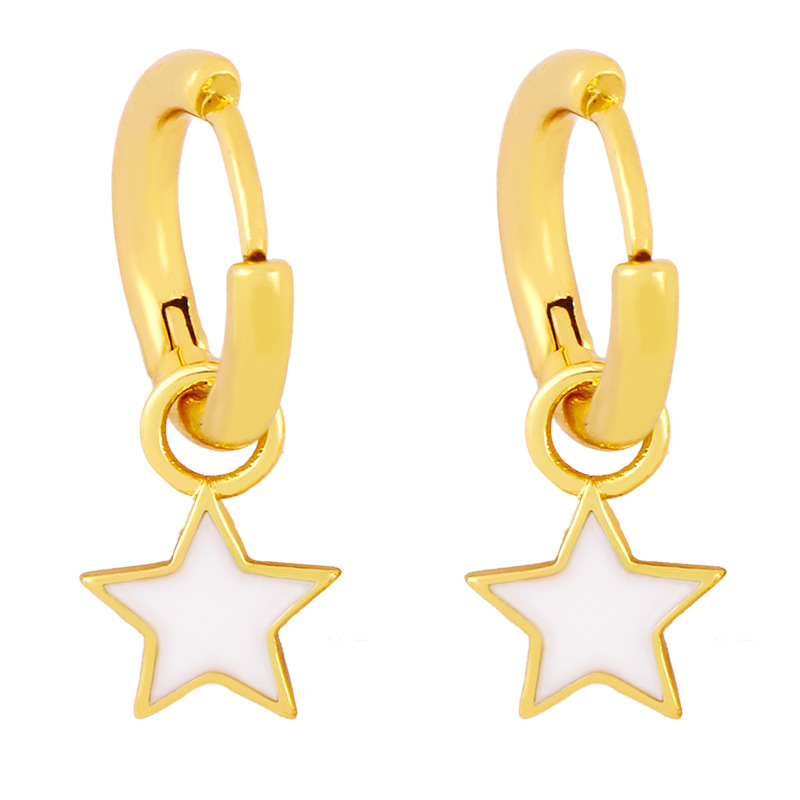 Wholesale Jewelry Five-pointed Star Drop Oil Simple Earrings Nihaojewelry display picture 9