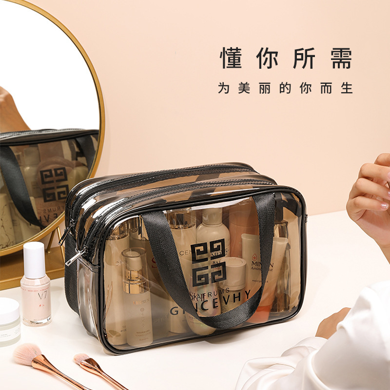 pvc double-layer wet and dry separation swimming bag thickened compartment transparent bath waterproof gym bag wash bag cosmetic bag
