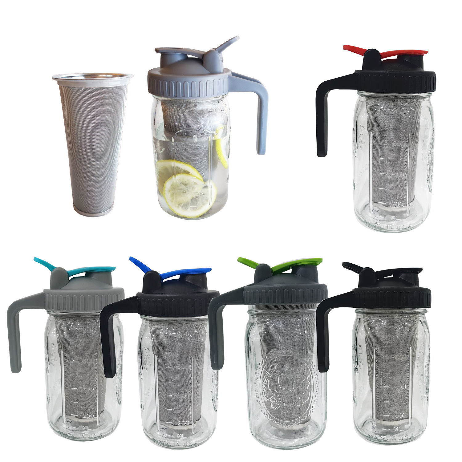 梅森罐滤网盖子梅森杯带提手密封大号柠檬咖啡茶果酱梅森滤网盖子