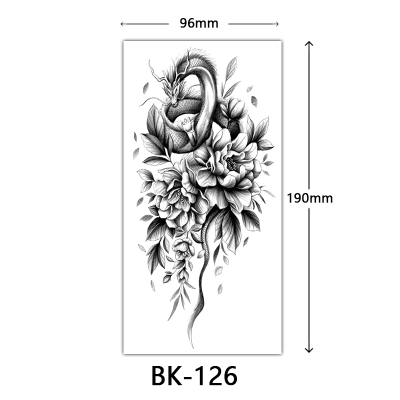 Tatuaje Temporal de Flores Boceto de Papel de Transferencia al Agua, Impresión por Transferencia de Agua, para Cuerpo image 132