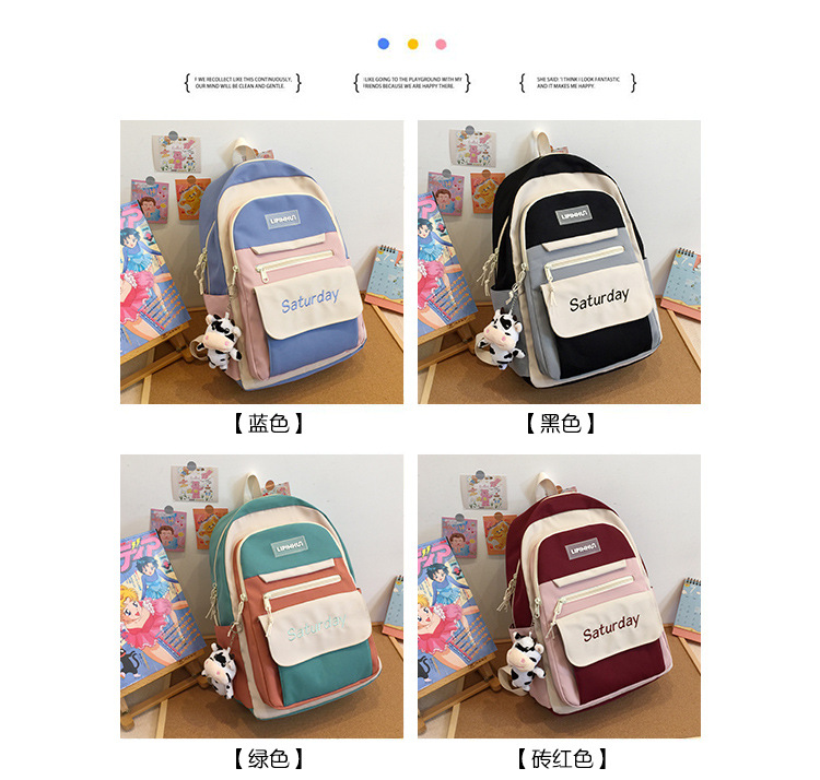 Korean Large Capacity Candy Color Embroidery Backpack Wholesale Nihaojewelry display picture 22
