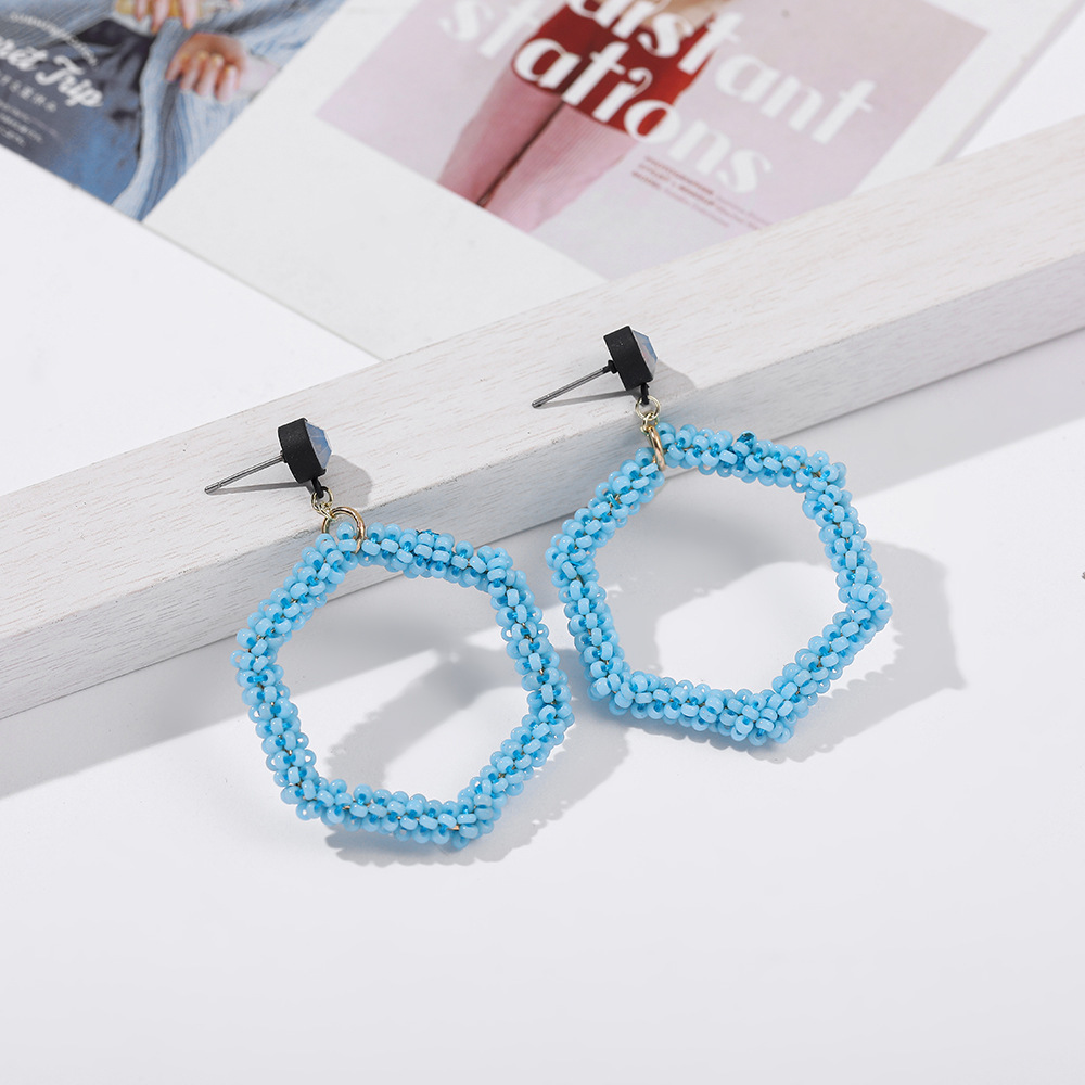 Boucles D&#39;oreilles Hexagonales En Perles De Couleur Bonbon Créatives display picture 8