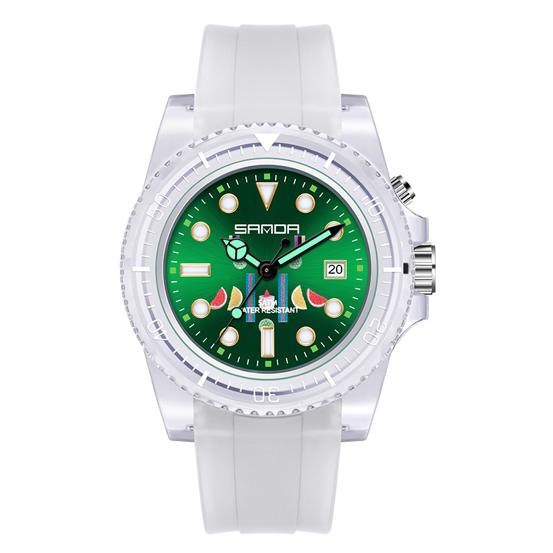 Sanda 6078 calendario cuarzo luminoso reloj de estudiante para hombres y mujeres luz de fondo Correa transparente personalizada reloj para hombres y mujeres