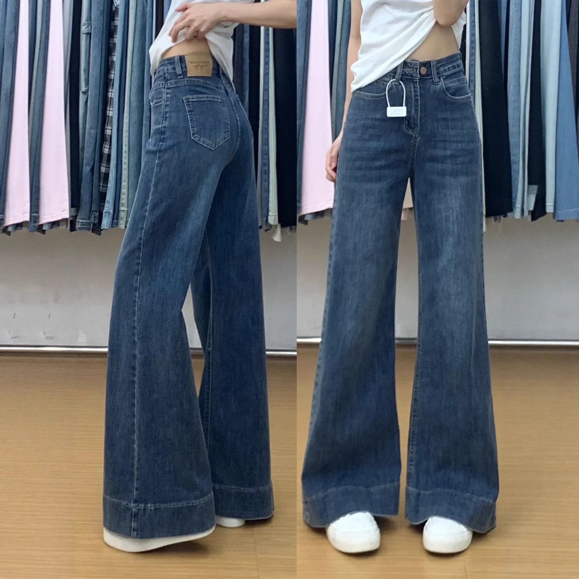 Straight-Leg Flared Jeans for Women, Petite Pear-Shaped Body, Plus-Size, Slimming Wide-Leg Bell-Bottom Jeans