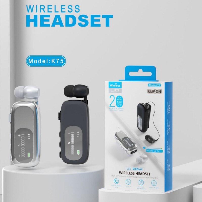 Cross-Border Hot-Selling Lavalier Retractable Bluetooth Headset Single-Ear In-Ear Business Call Reporting Super Long Battery Life Cross-Border Hot-Selling Lavalier Retractable Bluetooth Headset Single-Ear In-Ear Business Call Reporting Super Long Battery Life