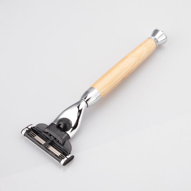 Source factory can replace the cutter head to remove hair bamboo copper zinc alloy three-layer razor care manual razor