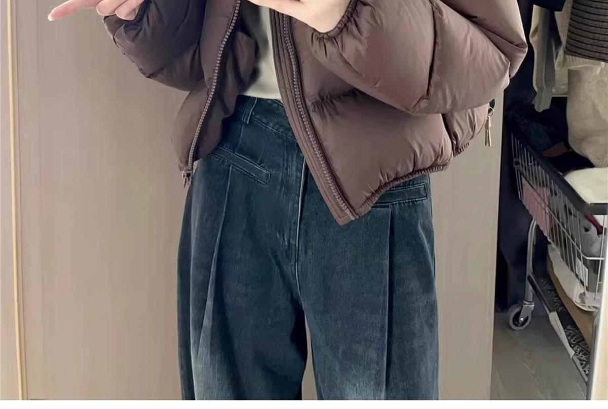 Women's Short High Waist Puffer Jacket Thickened Down Coat_voghion.com