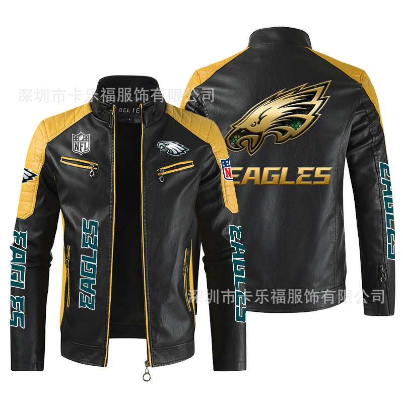Cross-border foreign trade hot men's European code Philadelphia Eagles American football team leather clothing baseball clothing leather jacket men Cross-border foreign trade hot men's European code Philadelphia Eagles American football team leather clothing baseball clothing leather jacket men