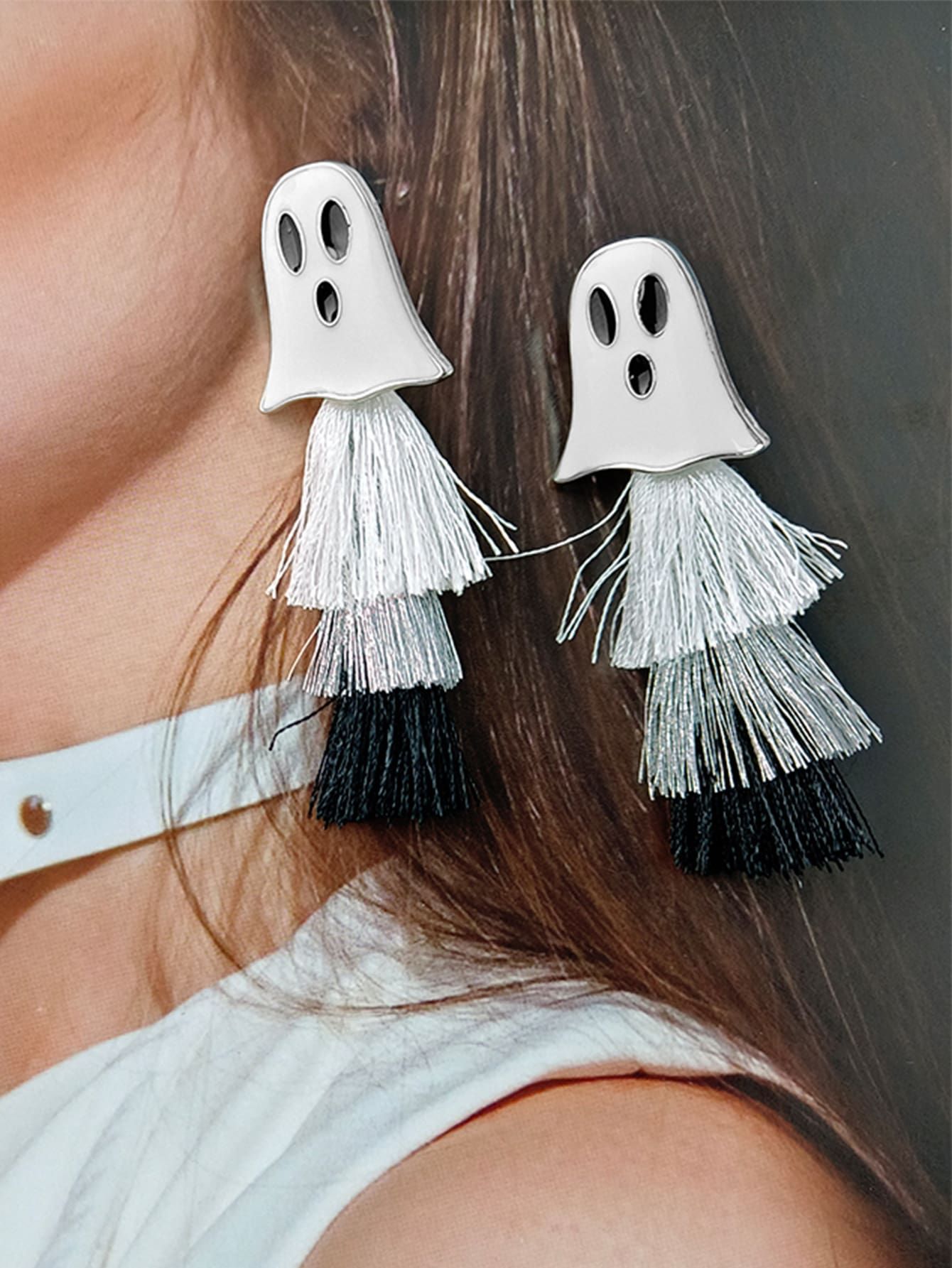 Drop Earrings Classification 1 Pair Quantity 1 Pair Halloween Funny Classic Style Ghost Alloy Drop Earrings