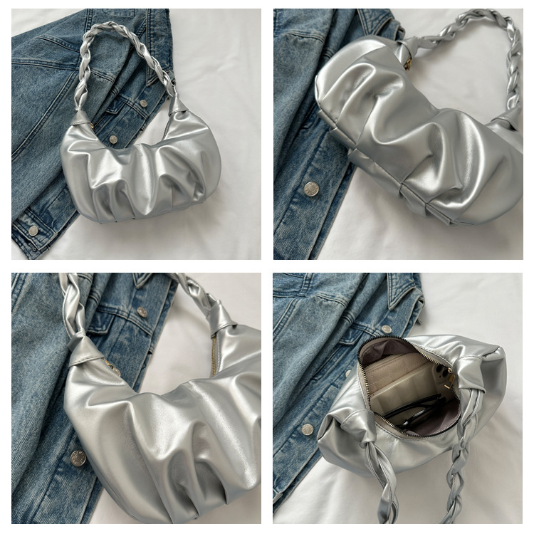 Cloud pleated single shoulder underarm bag with texture for women's 2024 new trendy internet celebrity handbag_senzul.com