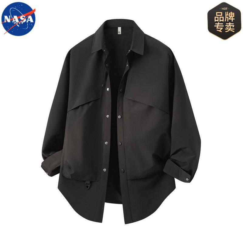 NASA Joint American Style Trendy Brand Cut and Stitching Curved Shirt Men's Spring and Summer Functional Long Sleeve Shirt Thin Jacket