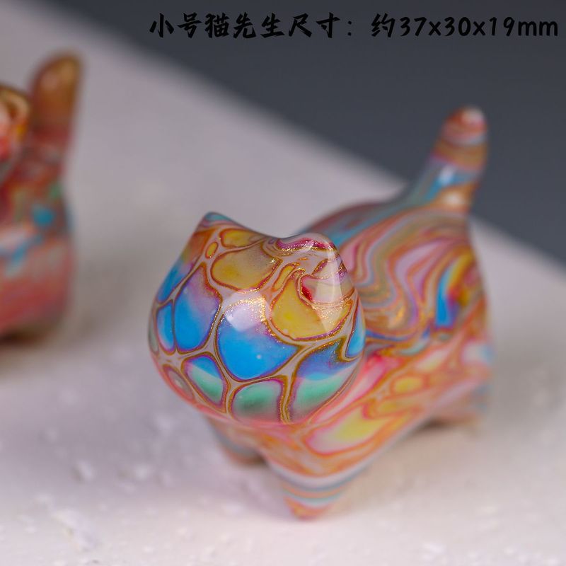 流動する塗料で彩られた猫の置物、可愛いペット、カジュアルな猫先生、車の飾り、卓上装飾、茶道具、オフィスの文房具、文化的で創造的なギフト、漆器|undefined