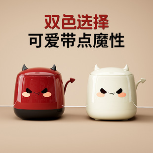 Carefully Selected Creative Little Devil Desktop Wastebasket, Cute Flip-Top High-Looking Press-On Trash Can with Lid, Souvenir Gift