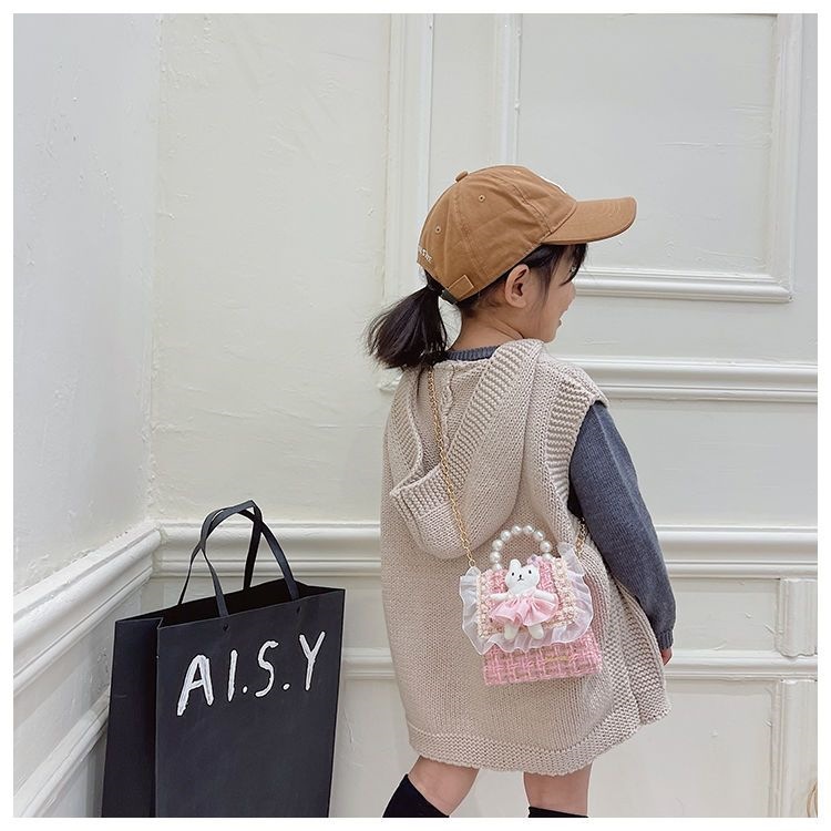 Children's crossbody bag, cartoon design, Korean style, versatile shoulder bag for girls, trendy princess-style small bag, mini handbag
