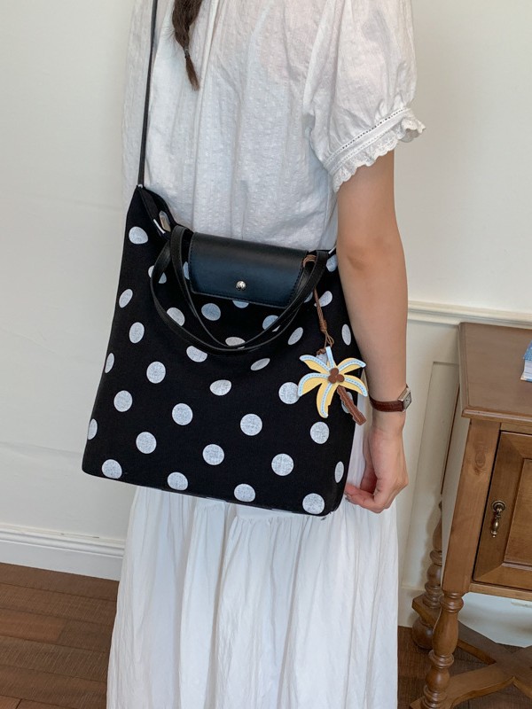 Bolsa de gran capacidad para viajar mujeres 2026 verano nuevo estilo coreano Zhong wave punto tote bag casual simple mochila image 3