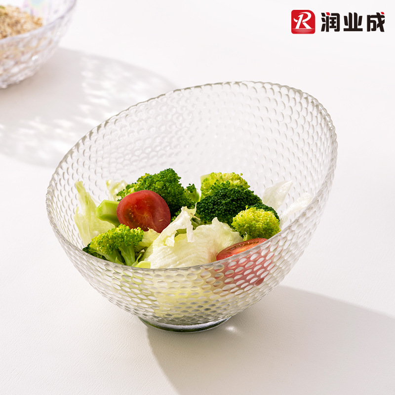 Japanese -style creative hammer -wrapped glass sloping salad bowl…