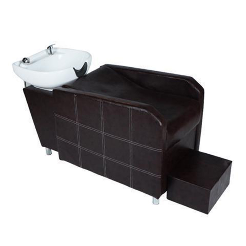 Cama de lavado de cabello para peluquería, silla de lavado de cabello para peluquería, cama de lavado de cabello semirreclinable con lavabo de cerámica, cama de lavado de cabello de cerámica para peluquería.