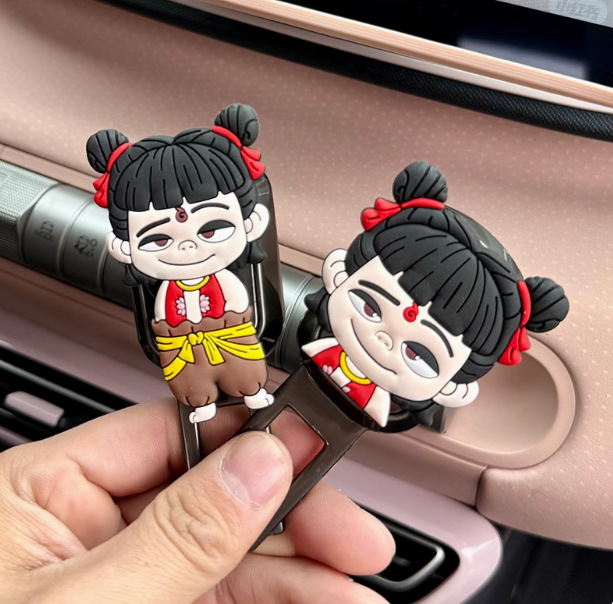 Nezha + black gold seat belt extender (pair)